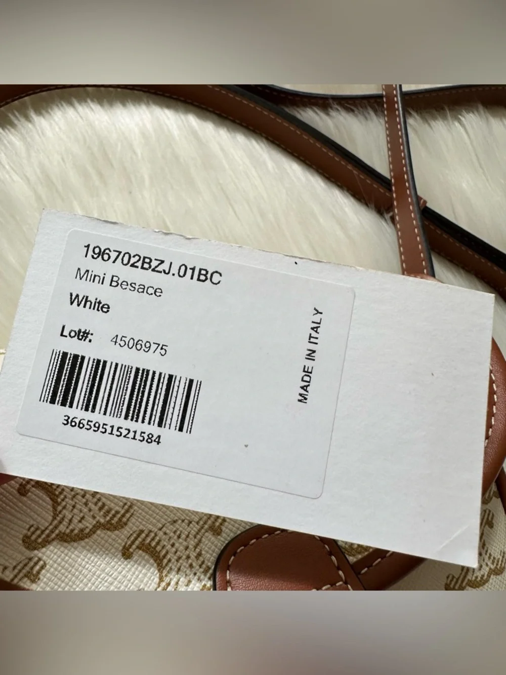 Celine Mini Besace in White Triomphe Canvas Calfskin Crossbody Bag - Picture 9 of 12